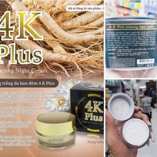 [ JUNHEE AUTH ] Kem 4K Plus dưỡng trắng da giảm mụn ban đêm Thái Lan