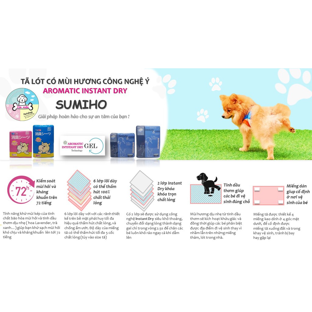 Tã lót cho chó mèo Sumiho 🐶Mùi hương thơm mát khử mùi🐶 Tã lót chuồng cho thú cưng