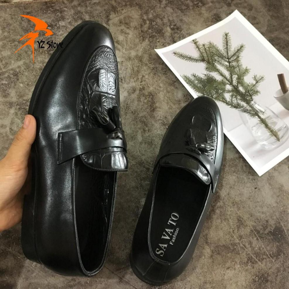 Giày Tây Công Sở - Giày Nam Da Bò Da Bóng Chuông Vân Cá Sấu(Bảo Hành Da 12 Tháng)