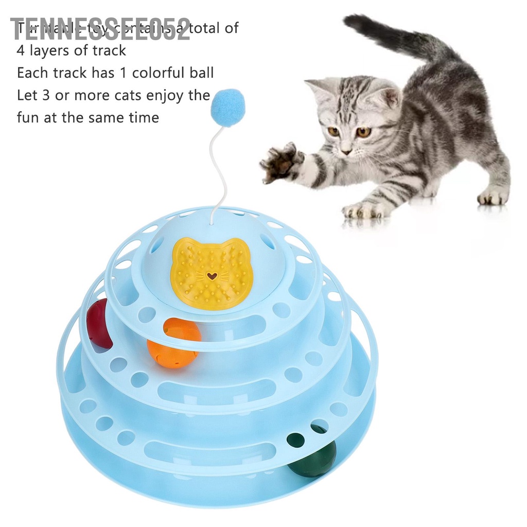 Tháp đồ chơi bóng bàn xoay 4 tầng cho mèo có thể tháo rời có thể gãi ngứa