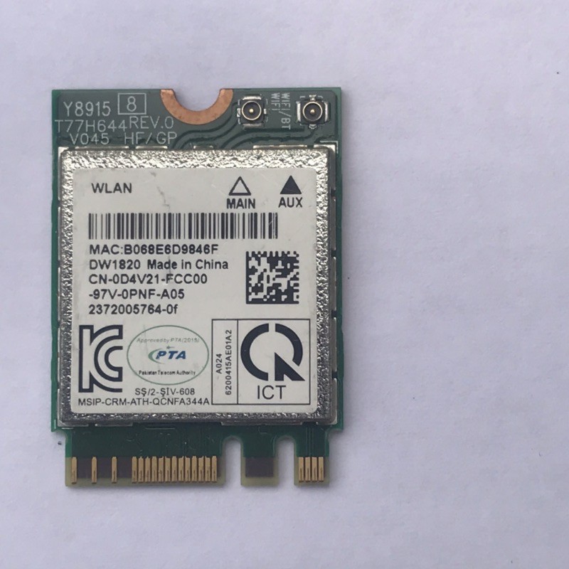 Card wifi dành cho máy tính Dell 1820 DW1820 băng tần kép 2.4g và 5g kèm bluetooth 4.1 (Driver mới Bluetooth 5.0) | BigBuy360 - bigbuy360.vn