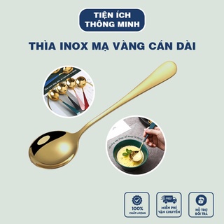 Thìa Inox mạ vàng cán dài nhiều màu không dỉ sang trọng, 5 màu