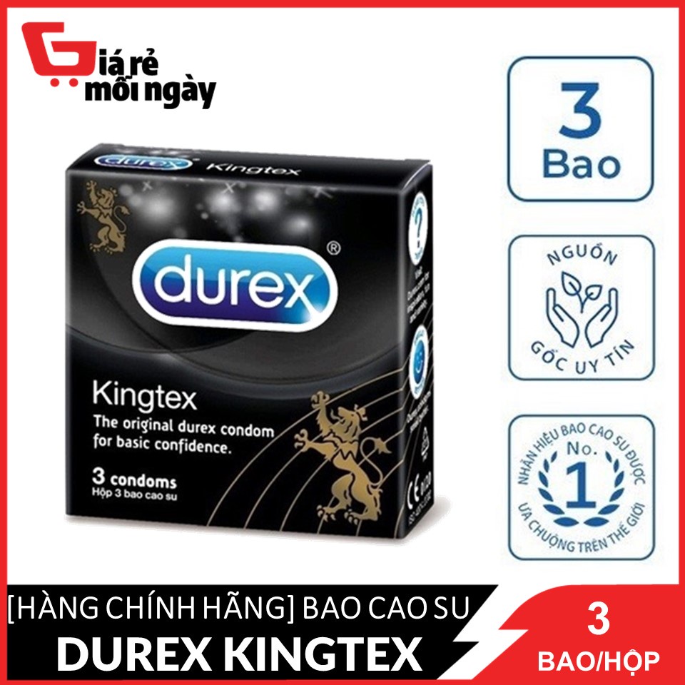 [Hàng chính hãng] Bao cao su Durex Kingtex Hộp 3 cái