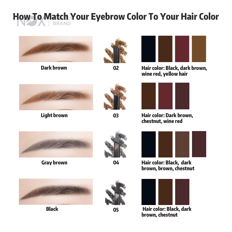 Chì kẻ mày NOX trang điểm lâu trôi thiết kế hai đầu kèm 1 lõi thay thế tiện lợi 0.3 g | BigBuy360 - bigbuy360.vn