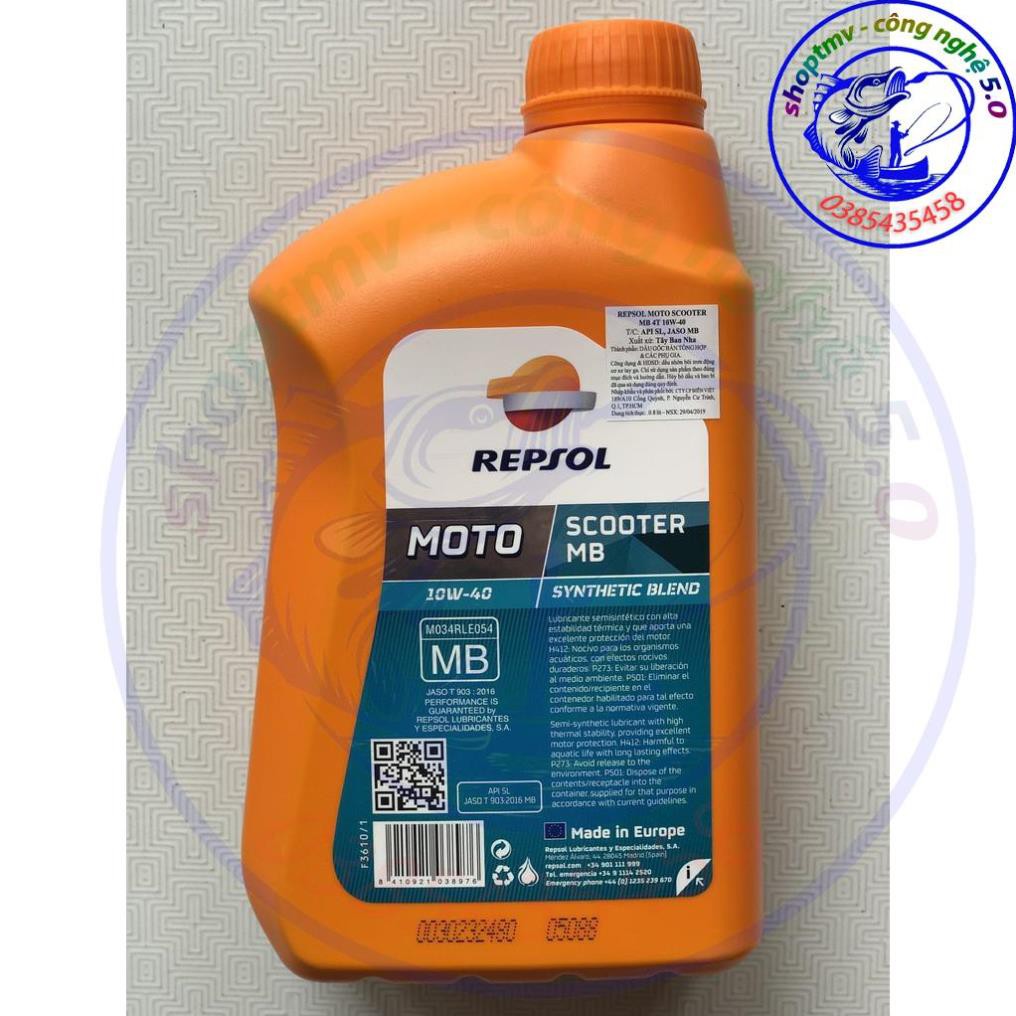 Nhớt xe tay ga cao cấp Repsol Scooter SynThetic 10W40 MB 800ml - Nhập Tây Ban Nha