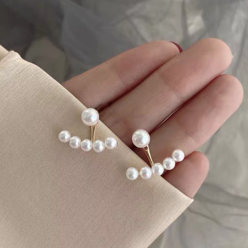 Bông tai mạ bạc 925 đính hạt ngọc trai thiết kế đơn giản phong cách Nhật Hàn thời trang