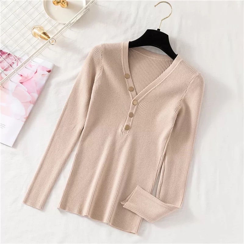 Áo len dài tay cổ cúc