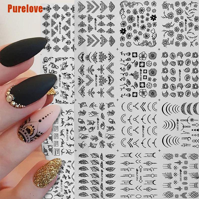 Miếng Dán Trang Trí Móng Tay 3D Họa Tiết Hoa Lá Xinh Xắn