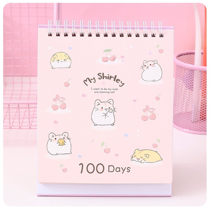 Sổ Kế Hoạch Lò Xo 100 Ngày - 100 Days Daily Planner Notebooks -Chuột Hamster (19 x 15 cm)