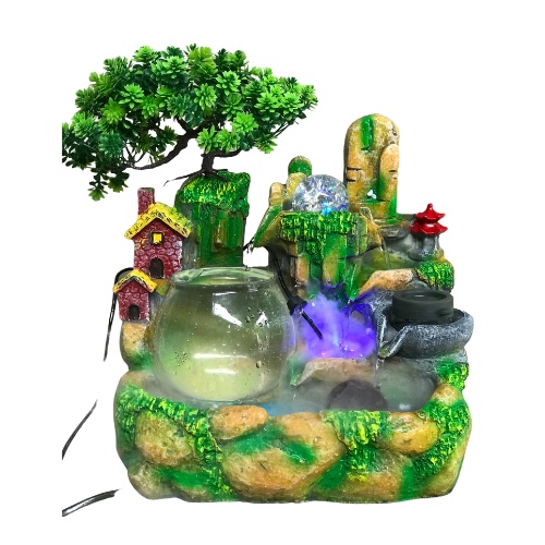 Thác Nước Phong Thủy Gốm Xinh Decor Hòn Non Bộ Tiểu Cảnh Bể Cá mini để bàn chất liệu nhựa composit cao cấp