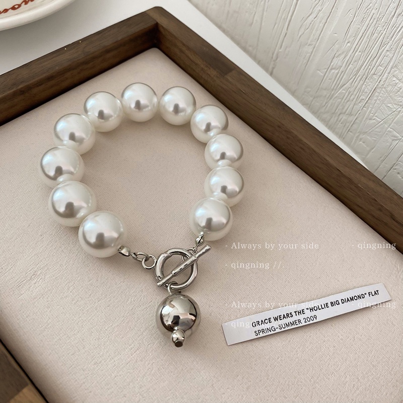 DREJEW Vòng đeo tay đính hạt ngọc trai giả hình chữ T phong cách Pháp cổ điển độc đáo