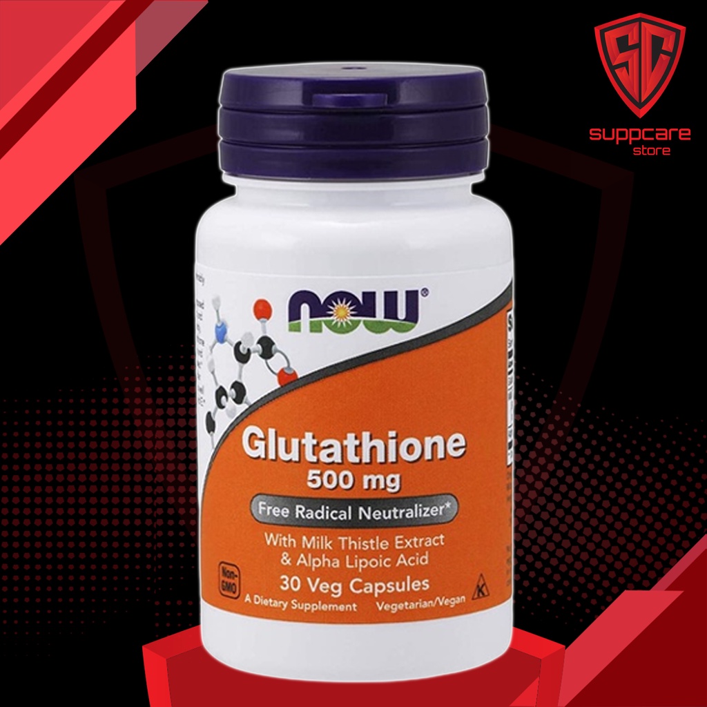 Viên Uống Trắng Da Nội Sinh | Now Glutathione 500 mg with Milk Thistle Extract & Alpha Lipoic Acid