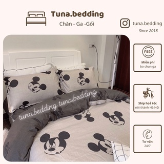 Bộ vỏ chăn ga gối - Poly Mickey nâu ghi - Hàng nhập khẩu