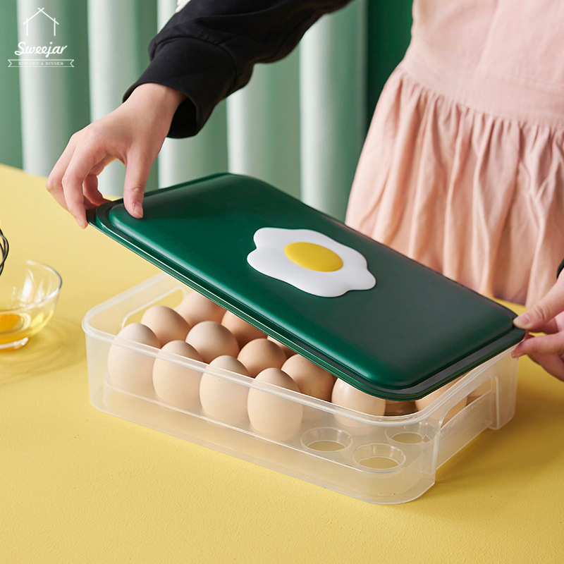 Hộp đựng bảo quản trứng SWEEJAR chia 24 ngăn có nắp đậy cất giữ trong tủ lạnh tiện lợi