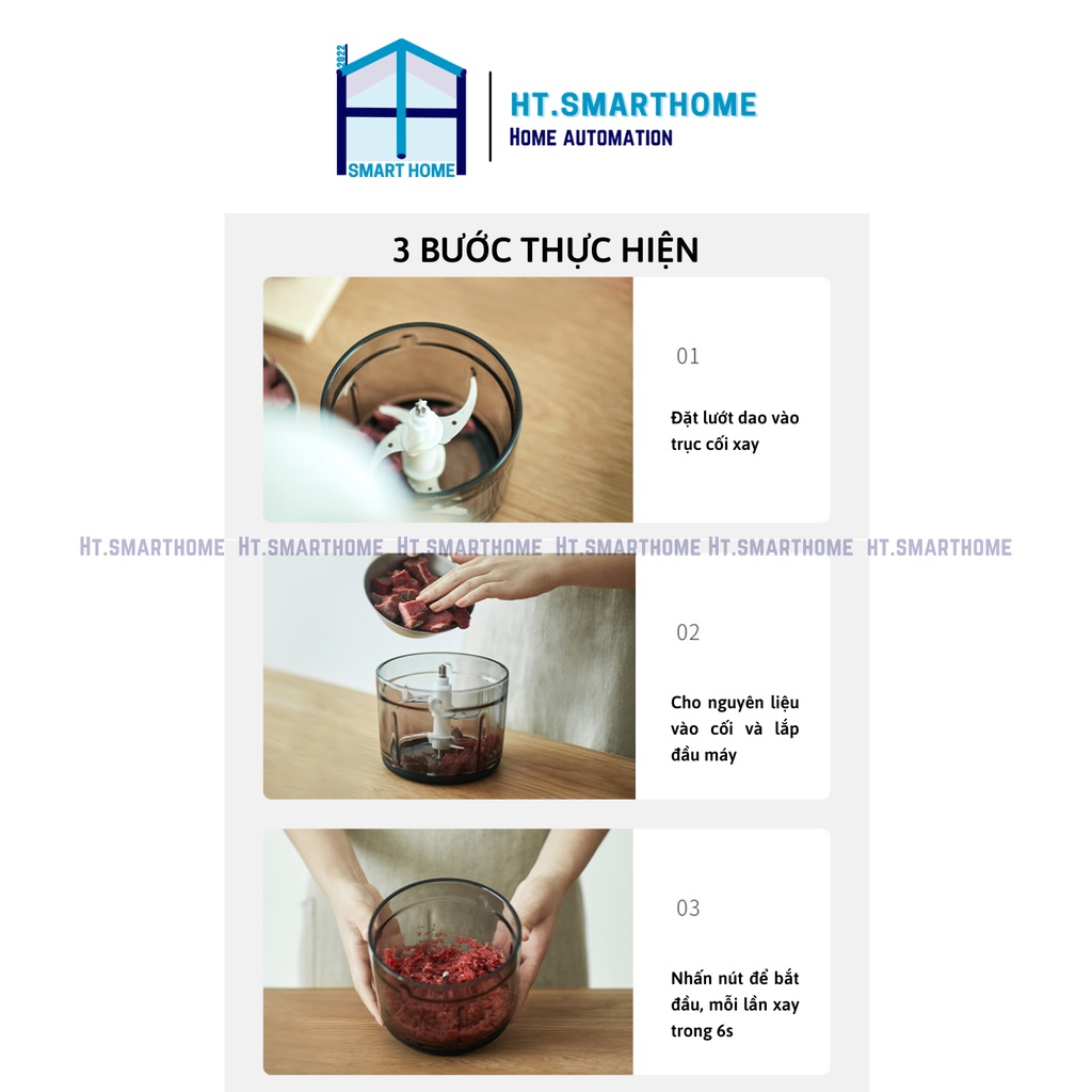 Máy xay thịt Olayks 1.2L điện gia dụng - Máy trộn tự động nhỏ đa chức năng xay rau củ băm nhuyễn tỏi