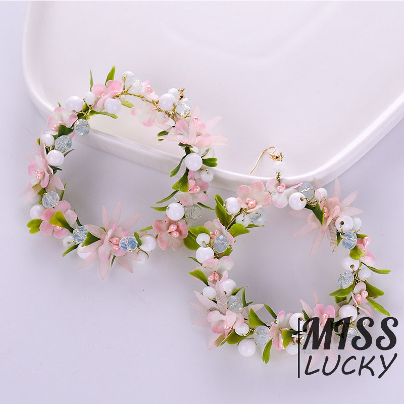 Khuyên tai vòng hoa phong cách Hàn Quốc thời trang cho nữ