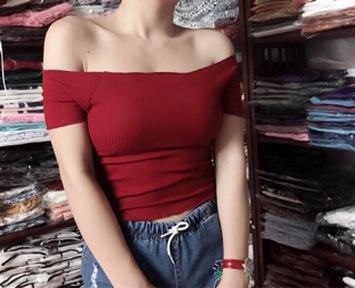 Áo thun gân bẹt vai