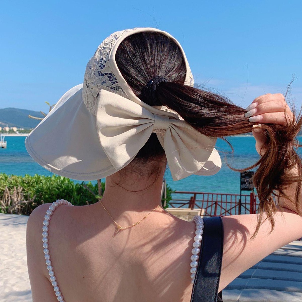 Mũ Lưỡi Trai Hở Chóp Chống Tia UV Thời Trang Đi Biển Mùa Hè Cho Bạn Gái