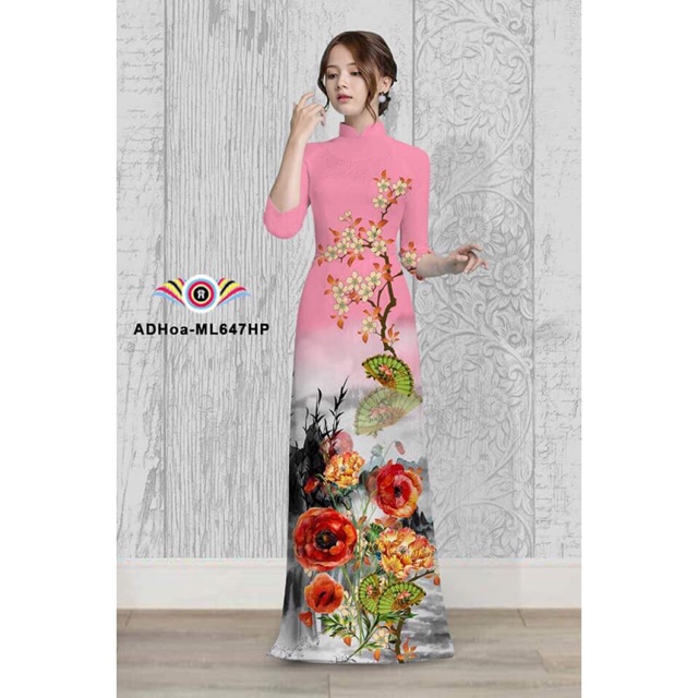 Set áo dài lụa nhật in 3D quần + áo