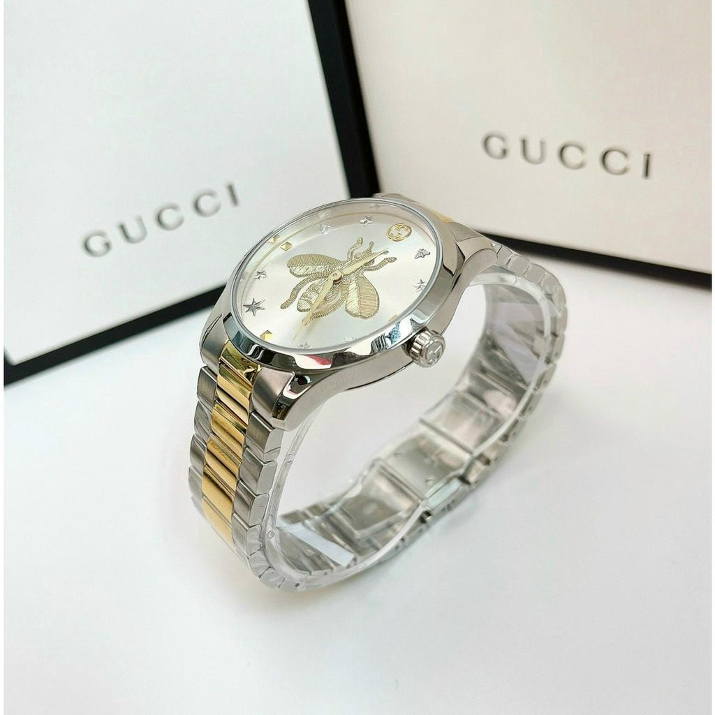 Đồng Hồ Dây Thép Gu.c.c.i Bản Unisex Cho Cả Nam Và Nữ,Size:38mm Full Box Hãng,Phiên Bản Sang Trọng