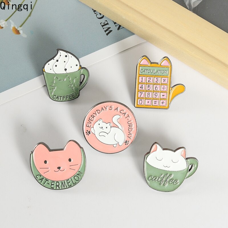 Ghim cài áo MISS ZOE hình mèo/cốc cà phê dễ thương