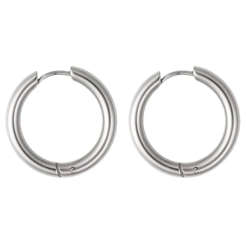 Khuyên Tai Tròn Bằng Thép Titan T44Bb24Bb Thời Trang Hàn Quốc Đơn Giản