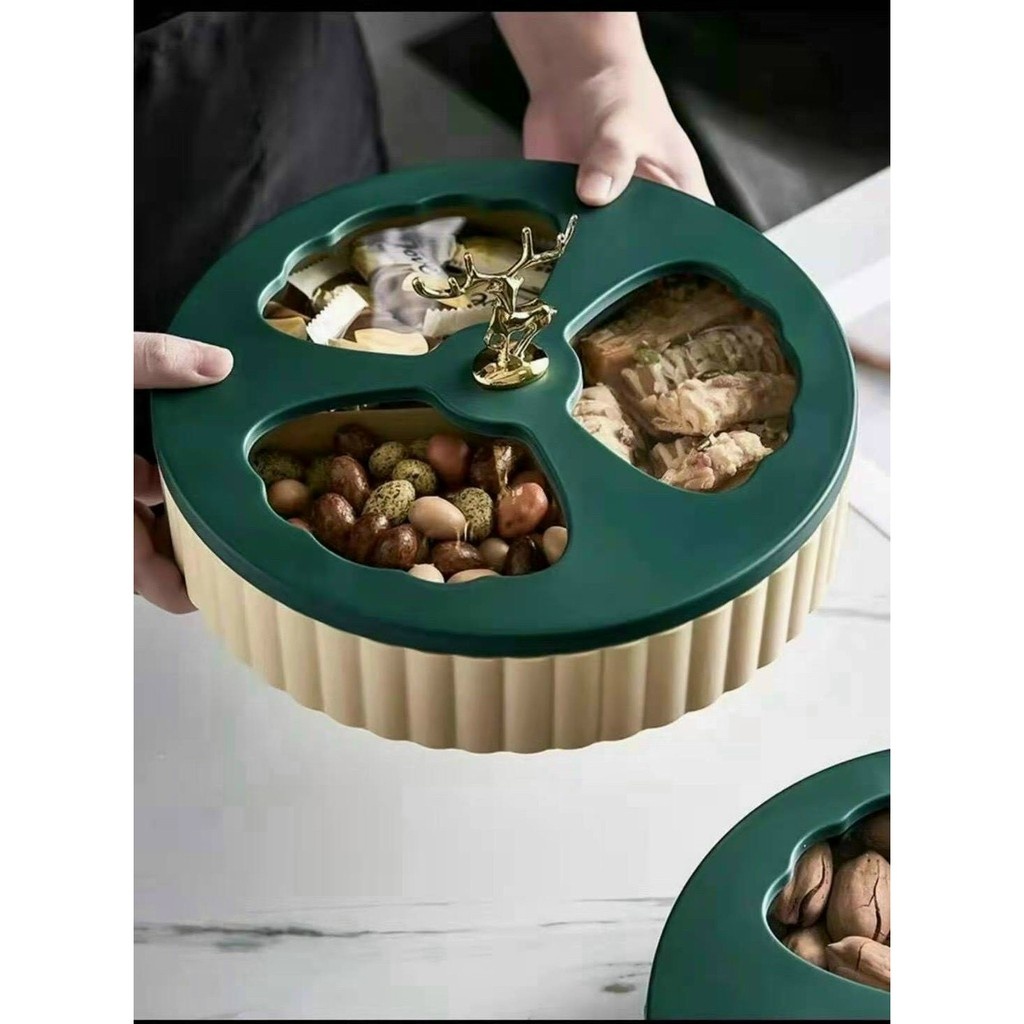 Khay Mứt Tết Khay Mứt Khay Đựng Bánh Kẹo Khay Mứt Tết Hạt Dưa Hươu 2 Tầng Hàng Chính Hãng (quangdongdogiadung)
