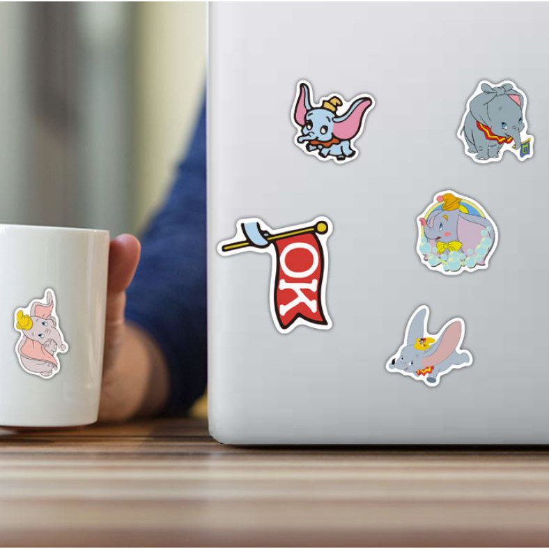 Sticker Voi Dumbo nhựa PVC không thấm nước, dán nón bảo hiểm, laptop, điện thoại, Vali, xe, Cực COOL #188