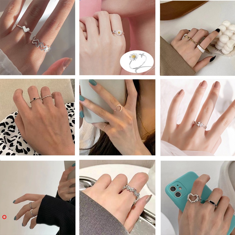 Nhẫn Hở Mạ Bạc S925 Đính Đá Thời Trang