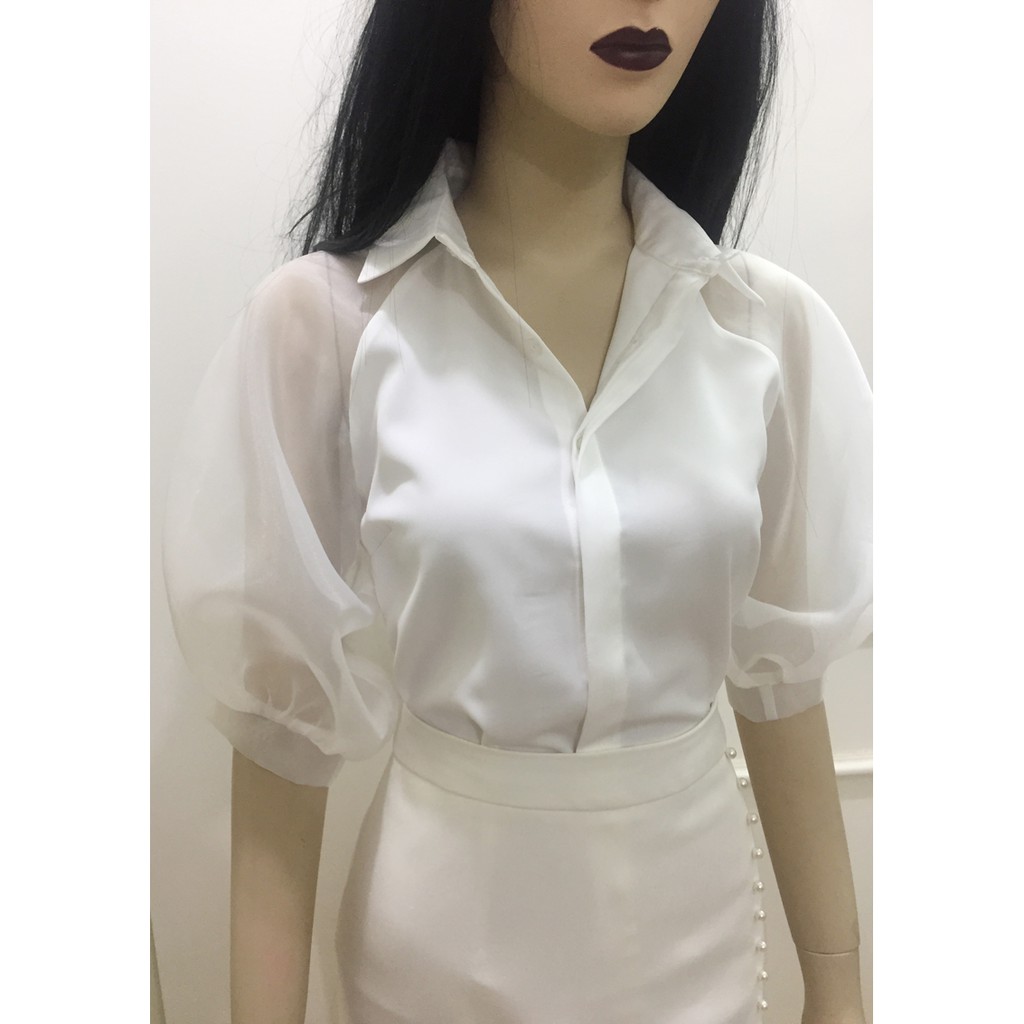 Áo tay bồng hồng nhạt💖Voan lụa💖 Áo dự tiệc sang chảnh (không kèm hoa) | BigBuy360 - bigbuy360.vn