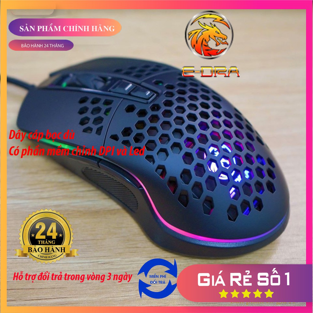 Chuột Gaming E-DRA EM616 ,thích hợp cho mọi game thủ ,siêu bền ,Led đẹp