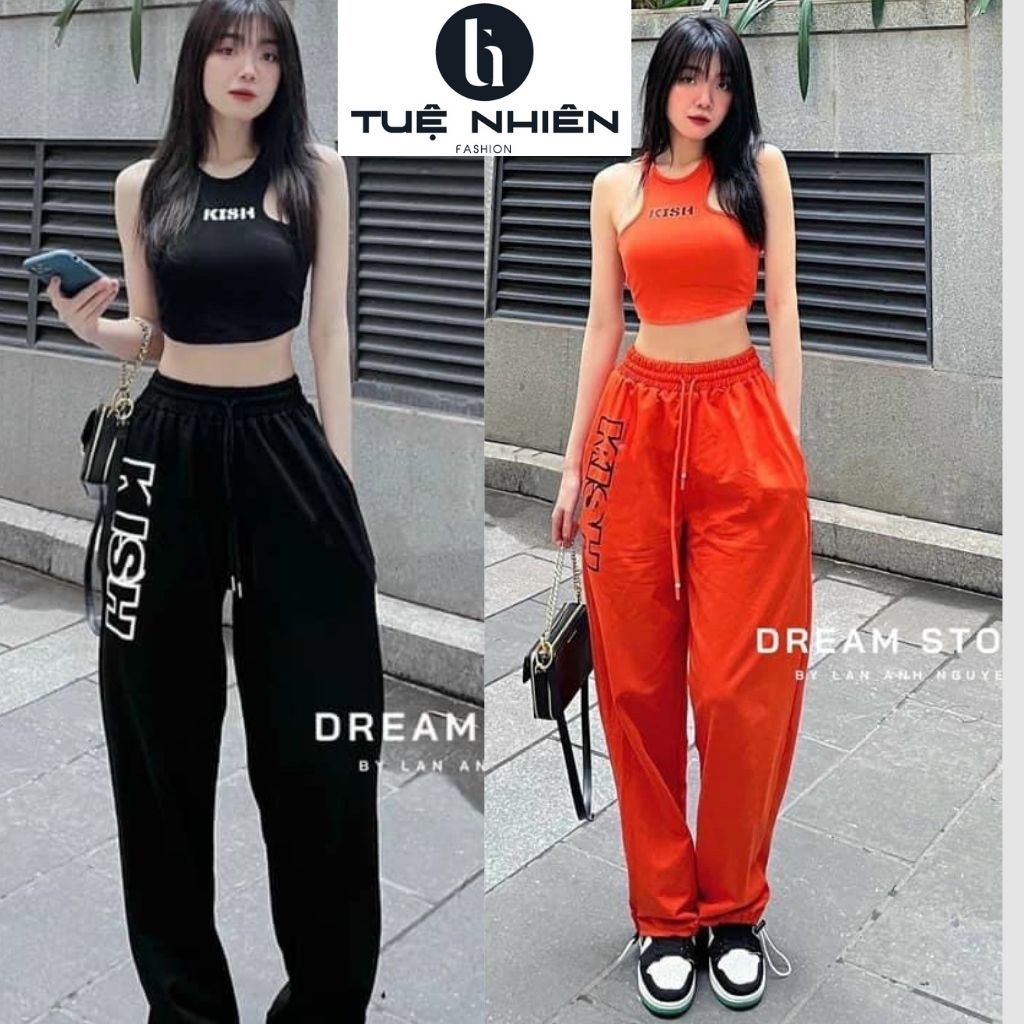 Set đồ nữ, áo croptop xát nách, quần dài chất borip - Tuệ Nhiên - Fashion