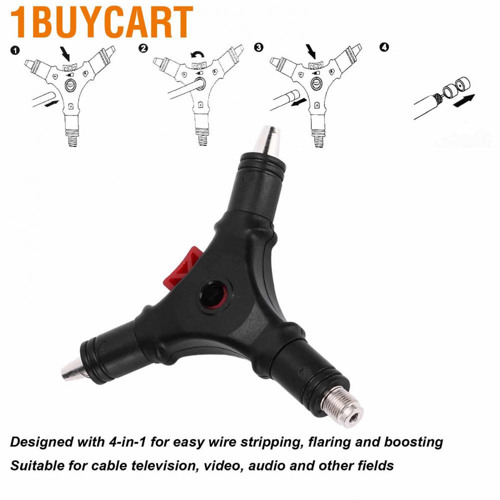 1buycart 4 In 1 F Connector Wire Stripper Compression Tool For RG59 RG6 Coaxial Cable
