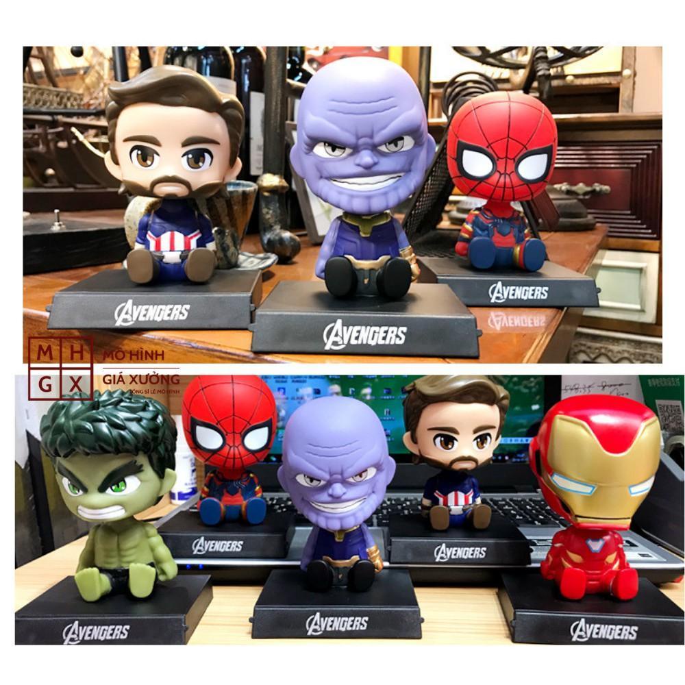 Mô hình Siêu anh hùng lắc đầu chibi cute dễ thương, Avengers Marver DC Iron Man, Captain America, Người Nhện, Hulk