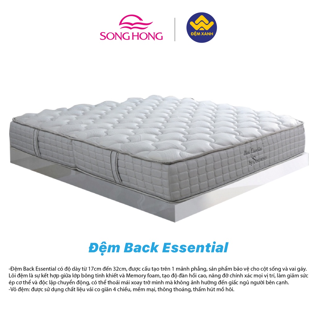 Đệm Sông Hồng Back Essential gập 2 - Đệm cao cấp lõi bông ép + foam, bảo hành chính hãng 5 năm