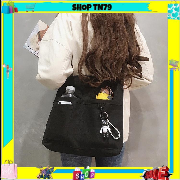 TÚI TOTE ĐEO CHÉO 4 NGĂN VẢI CANVAS PHONG CÁCH ULZZANG UNISEX CV-107