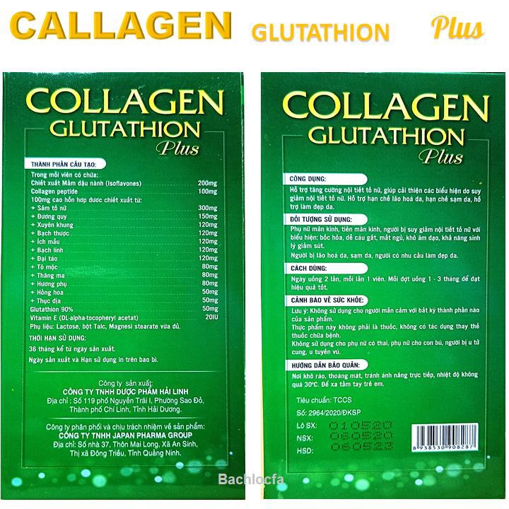 Viên uống đẹp da Collagen Glutathion Plus - thành phần sâm tố nữ 300mg,  Giúp tăng cường nội tiết tố nữ,hết nám, sạm da, | BigBuy360 - bigbuy360.vn