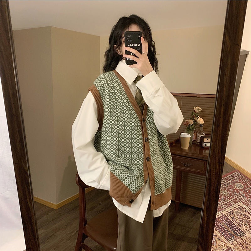 Áo khoác cardigan cổ chữ V không tay thiết kế hợp thời trang dành cho nữ