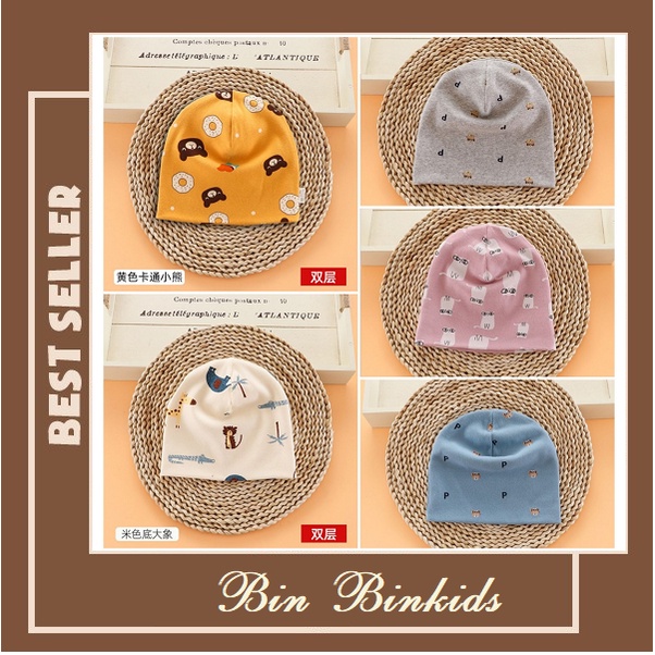 Mũ cotton len  2 lớp cho bé trai, bé gái mùa thu đông, hàng siêu đẹp