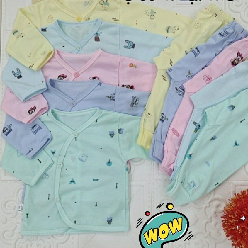 Set 5 Bộ cài lệch , quần đáp đũng cotton mẫu họa tiết cho bé ( rẻ đẹp )