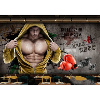 Tranh dán tường 3D phòng gym BINBIN GY03 (Kích thước: tuỳ chọn)