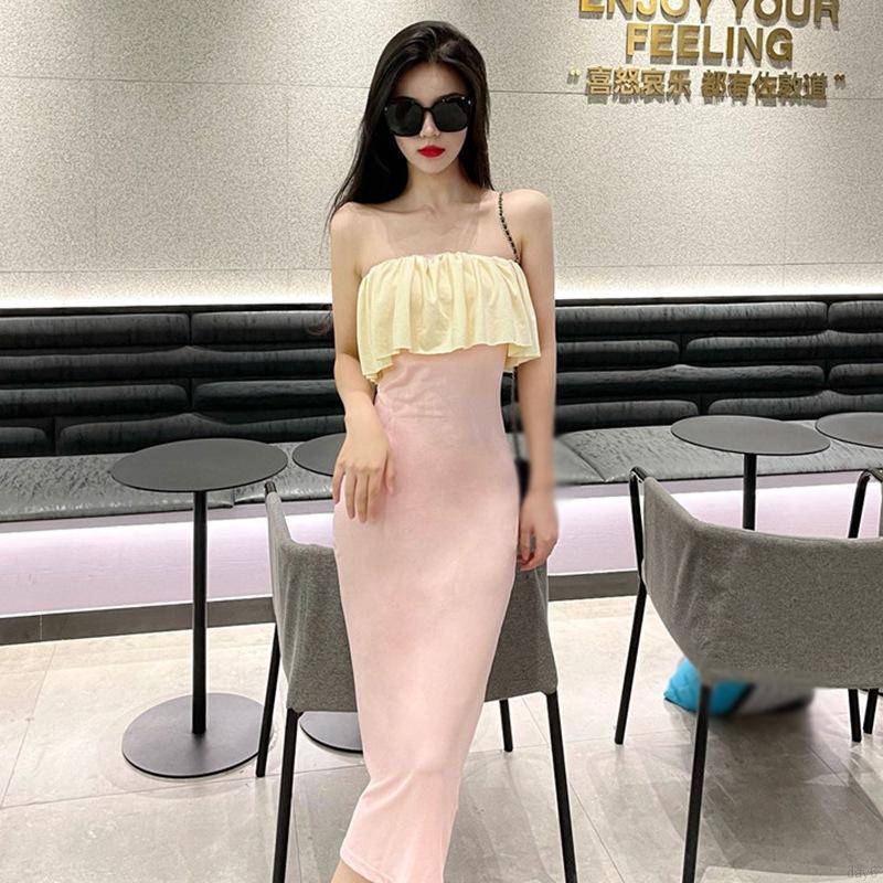 Đầm dài xẻ tả thời trang Hàn Quốc xinh xắn cho nữ