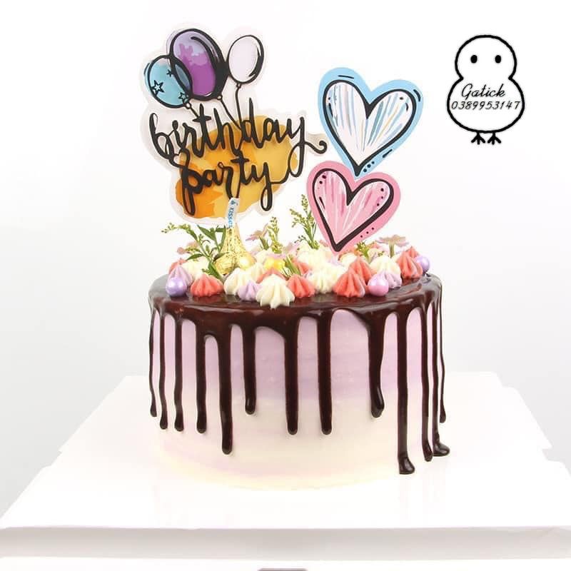 [MỚI] Thẻ cắm happy Birthday Giấy trang trí bánh kem, phụ kiện trang trí bánh sinh nhật, Topper cake