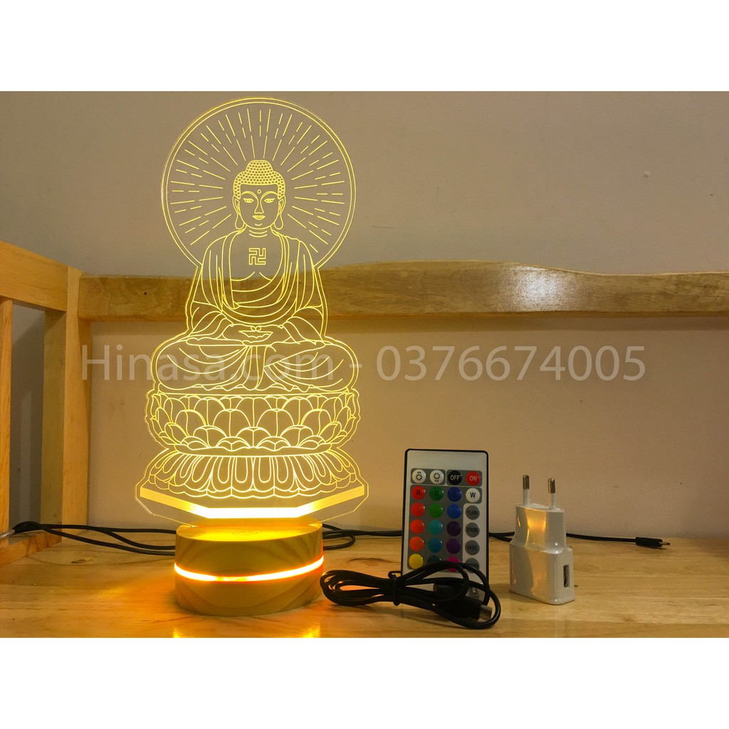 Đèn Phật A Di Đà, Tượng Phật A Di Đà 16 màu cao 30cm