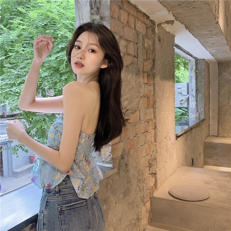 SL có hạn - Áo croptop ống tấng xếp ly voan hoa xinh xắn bo thun sau - Áo quây ngực hoa nhí  326 FIORI STORE