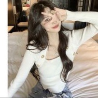 Áo cổ U tay dài  phối nút viền vạt bầu phong cách hiện hàn quốc(A15