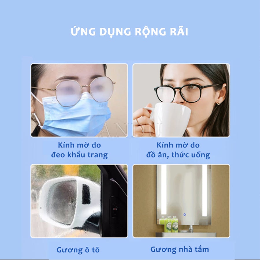 Hộp 100 Miếng Lau Kính Nano Chống Hơi Nước, Khăn Lau Kính Nano Chống Bán Hơi Nước, Bụi Bẩn Trên Kính, Điện Thoại