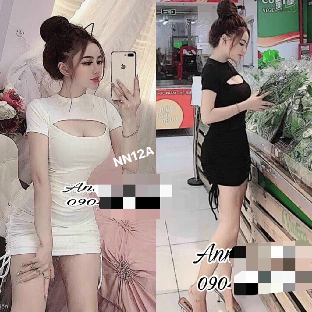 Đầm khoét ngực rút dây sexy