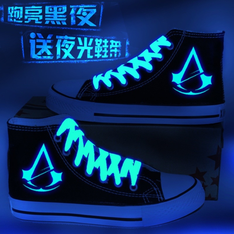 Giày Thể Thao Canvas Cổ Cao In Hình Naruto Dạ Quang Phong Cách Hàn Quốc Cho Nam Và Nữ