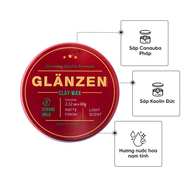 Sáp Glanzen Clay Wax 60g- Rẻ hơn hoàn tiền - Chính hãng 100%